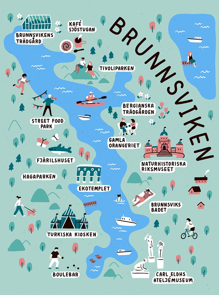 Illustrated Map of Brunnsviken