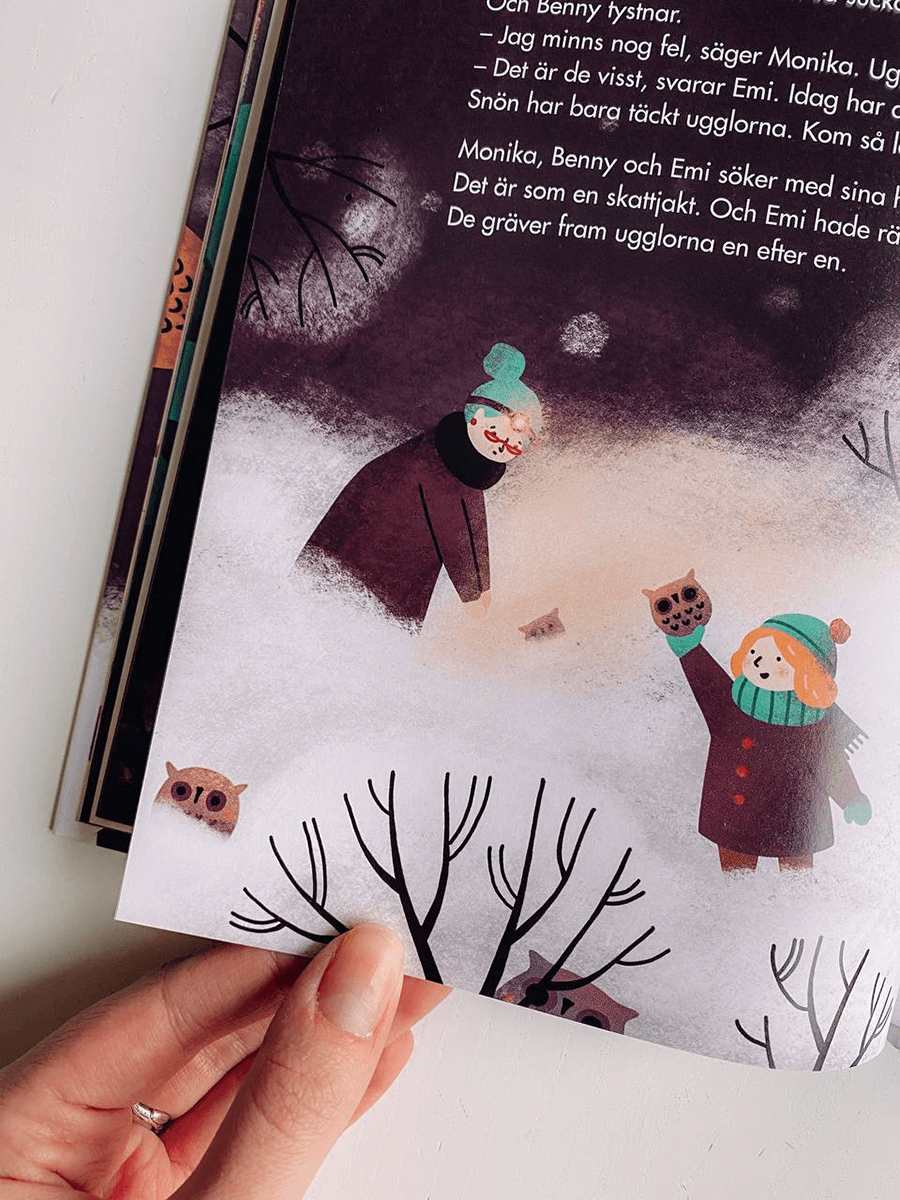 Sasha-Kolesnik_Var-Ar-Bennys-Ugglor_childrens-book-illustration_snow