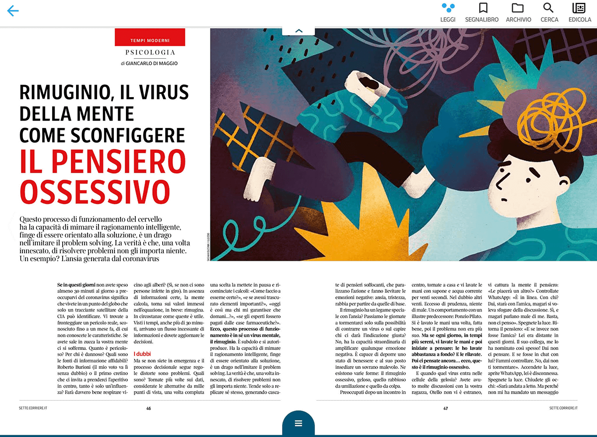 Sasha Kolesnik_anxiety_il corriere_editorial illustration_layout_1