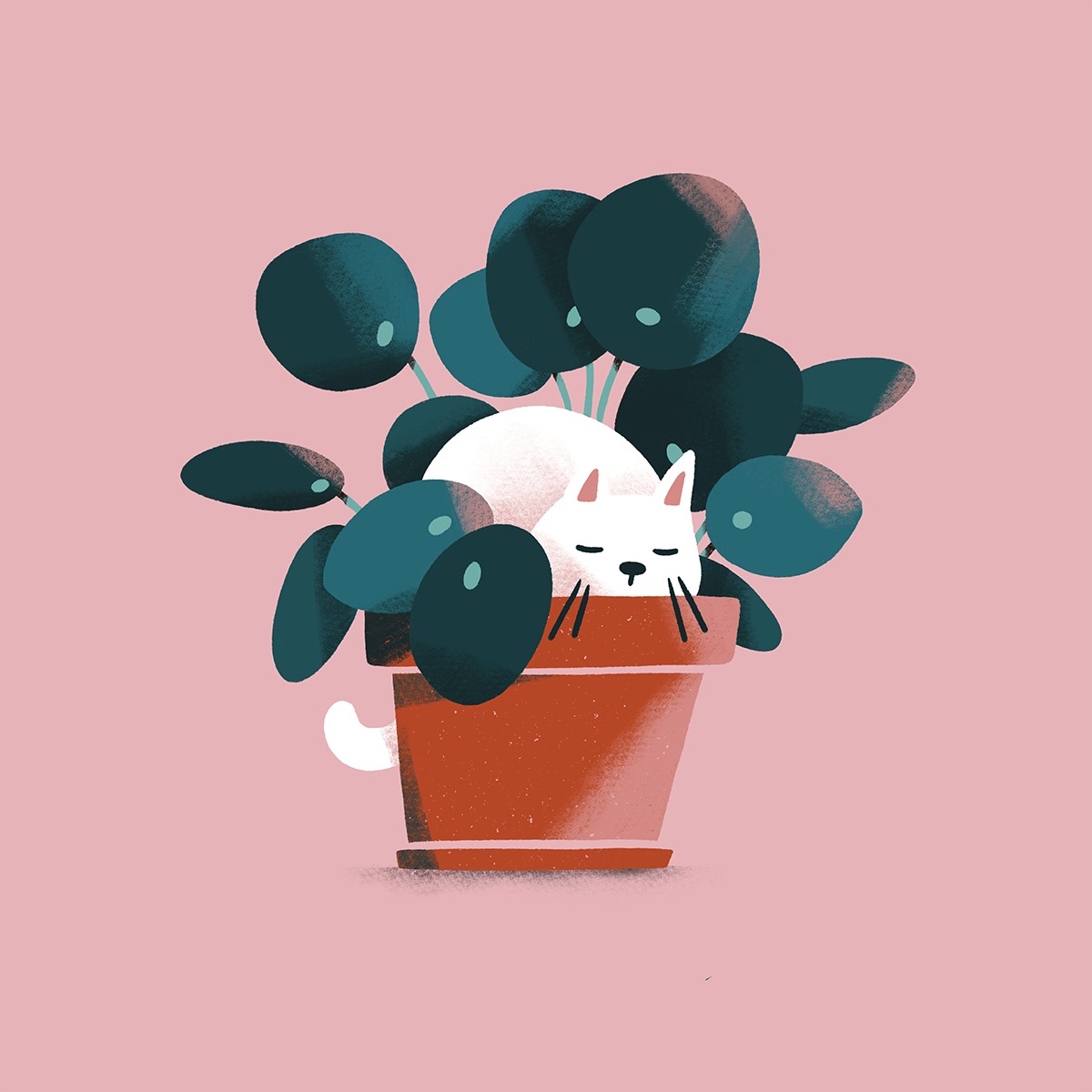 Sasha Kolesnik_cat and potted plant_illustration