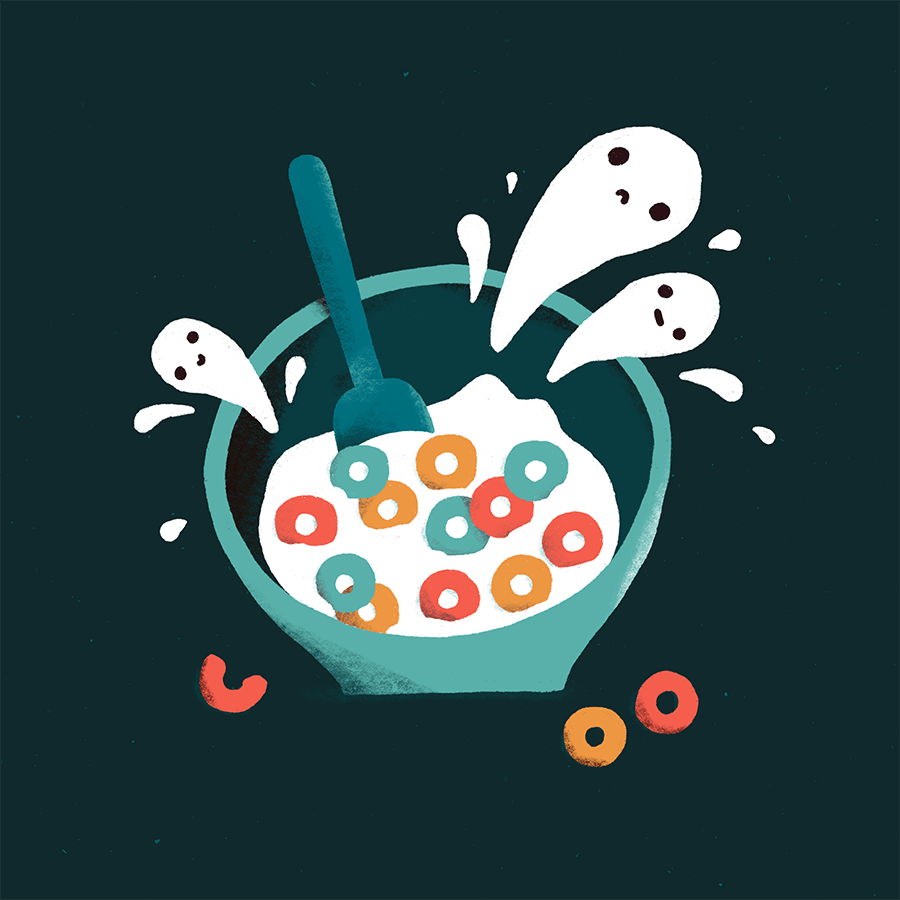Sasha Kolesnik_spooky breakfast_ghost cereal_illustration