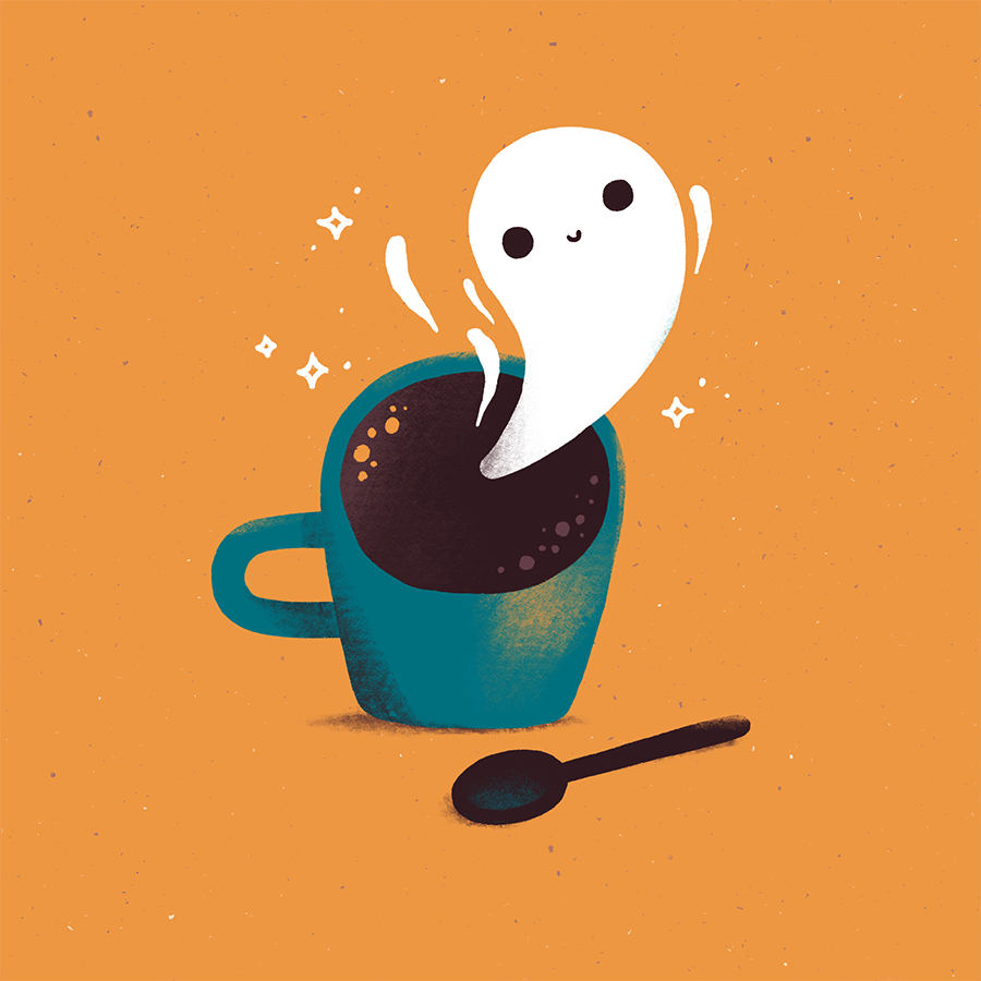 Sasha Kolesnik_spooky breakfast_ghost coffee_illustration