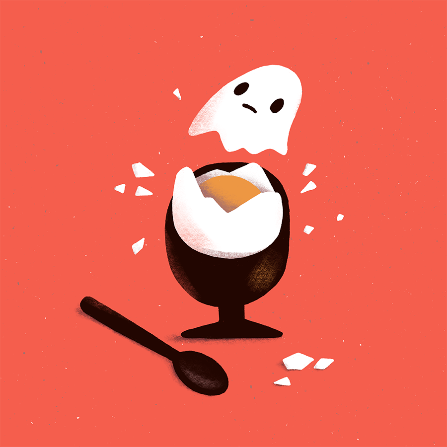 Sasha Kolesnik_spooky breakfast_ghost egg_illustration