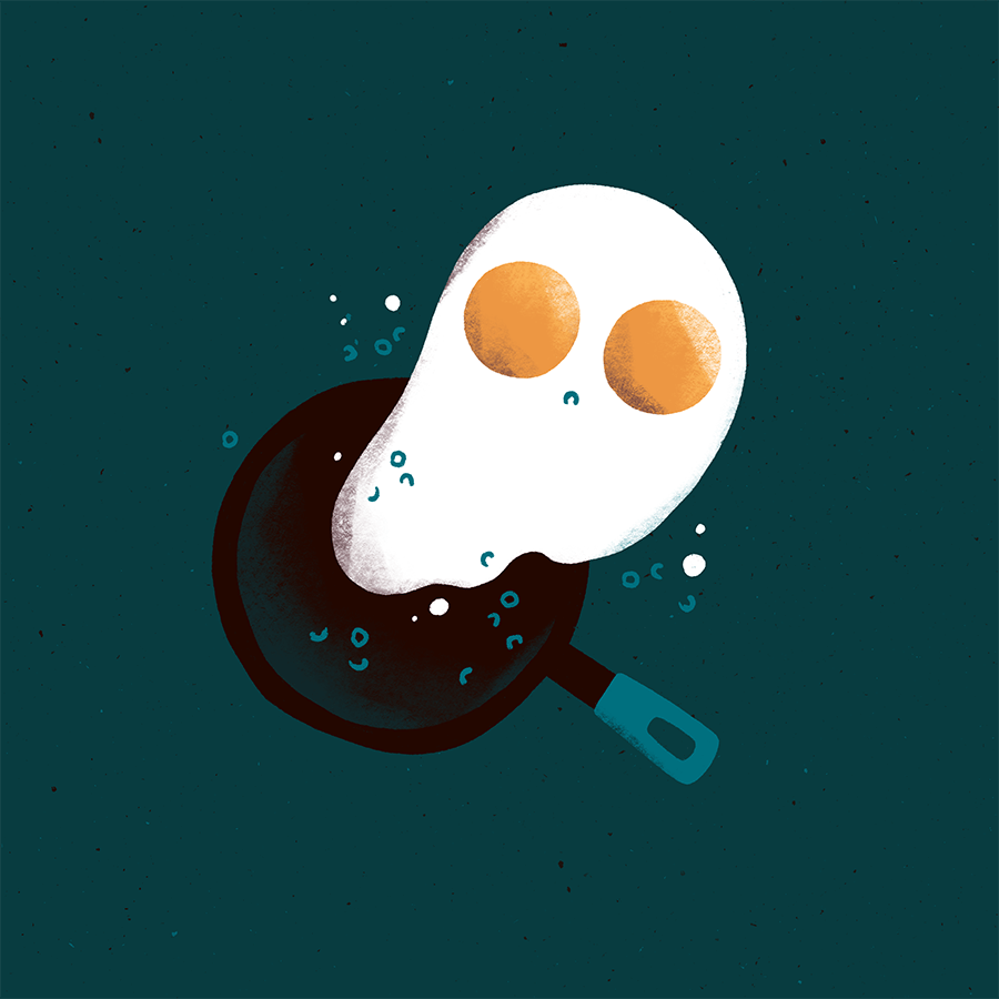 Sasha Kolesnik_spooky breakfast_ghost fried egg_illustration