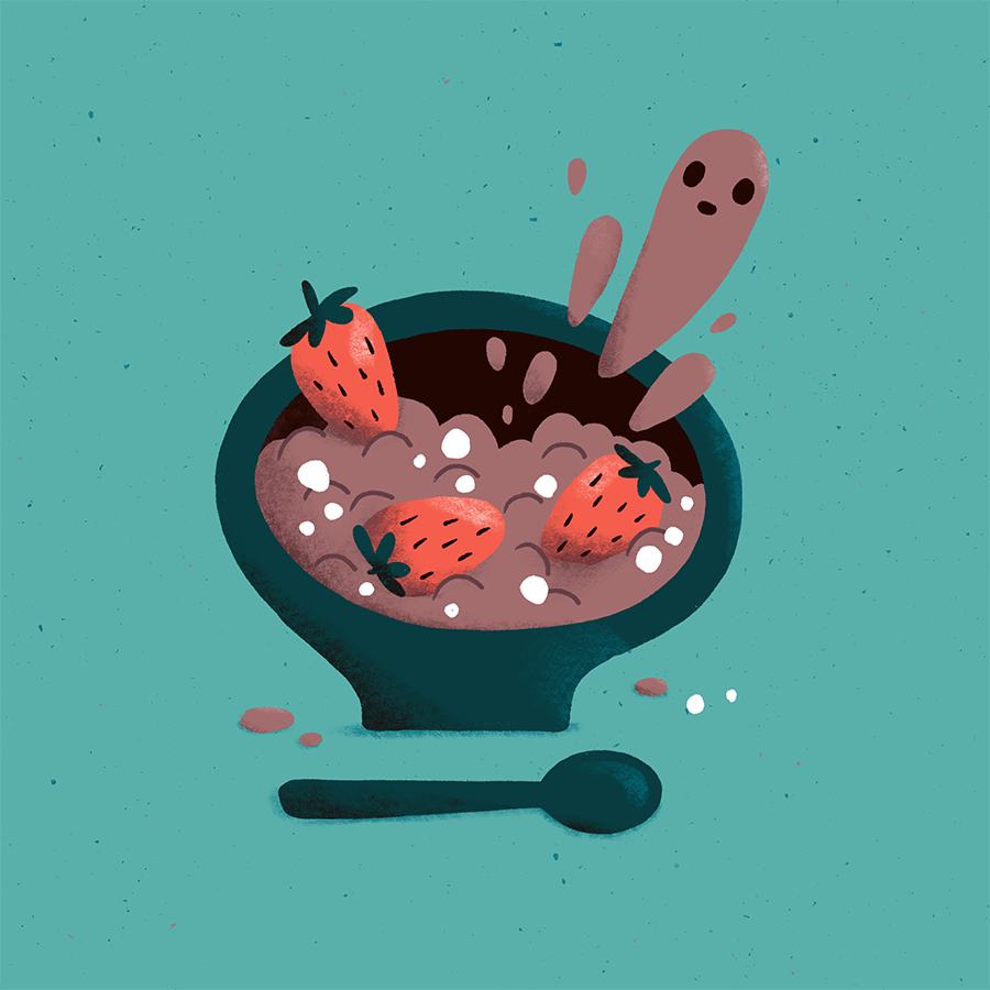 Sasha Kolesnik_spooky breakfast_ghost oatmeal_illustration