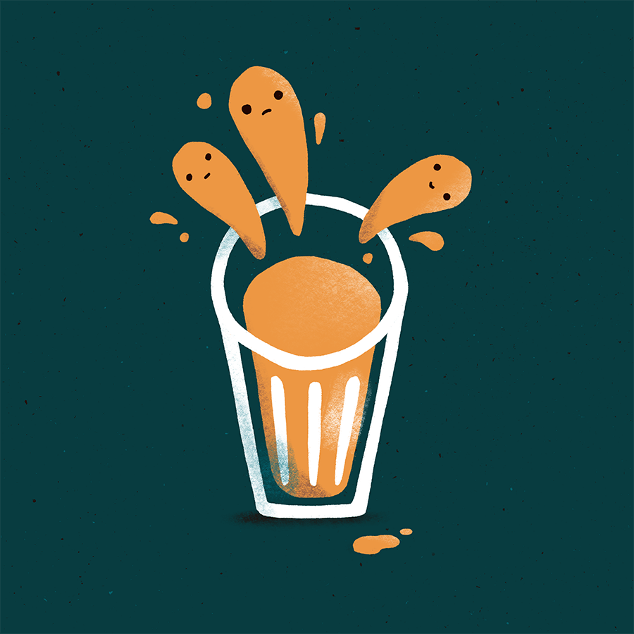 Sasha Kolesnik_spooky breakfast_ghost orange juice_illustration