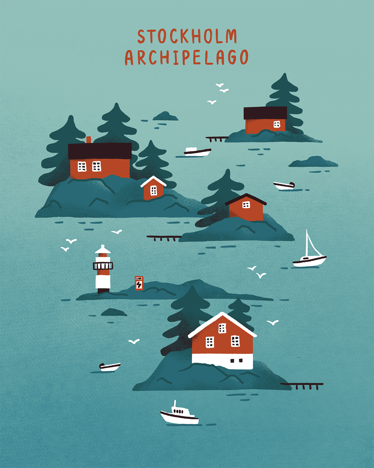 Sasha Kolesnik_stockholm archipelago card_illustration
